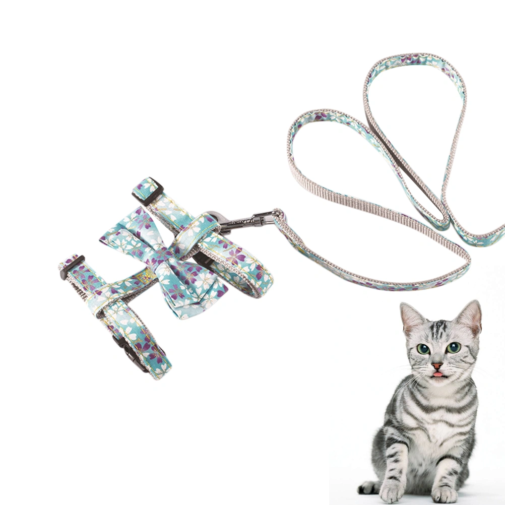 Japanese Style Pet Harnesses Cat Harnesses Comfortable Cat Chest Straps Pet Supplies (Sky-blue)