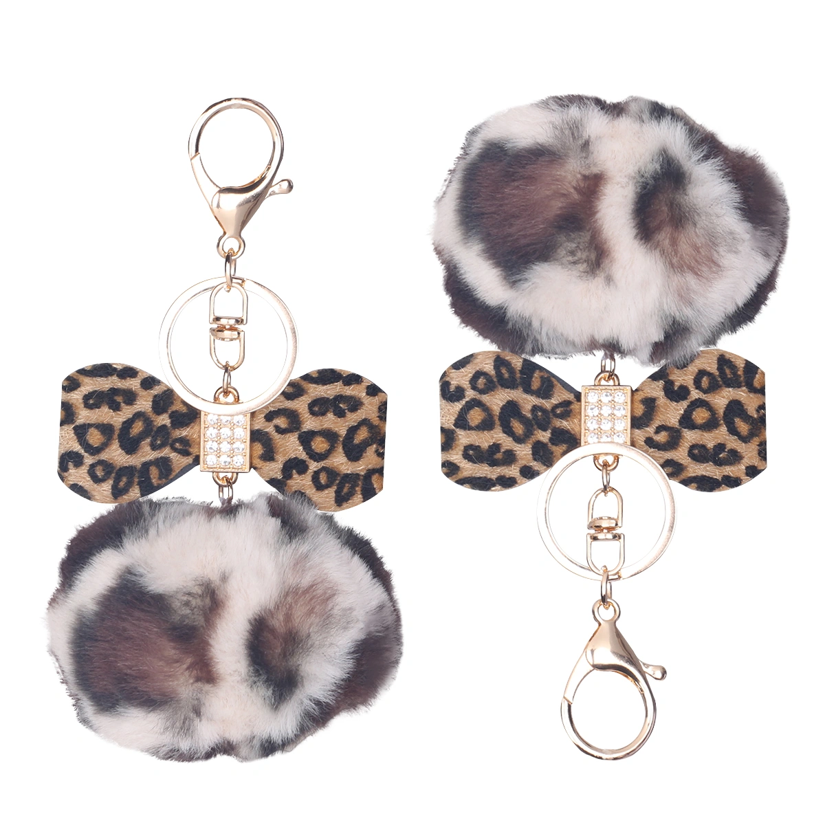 2pcs Adorable Plush Ball Key Chain Decorative Bag Key Chain Pendant Hanging for Decor (Leopard)