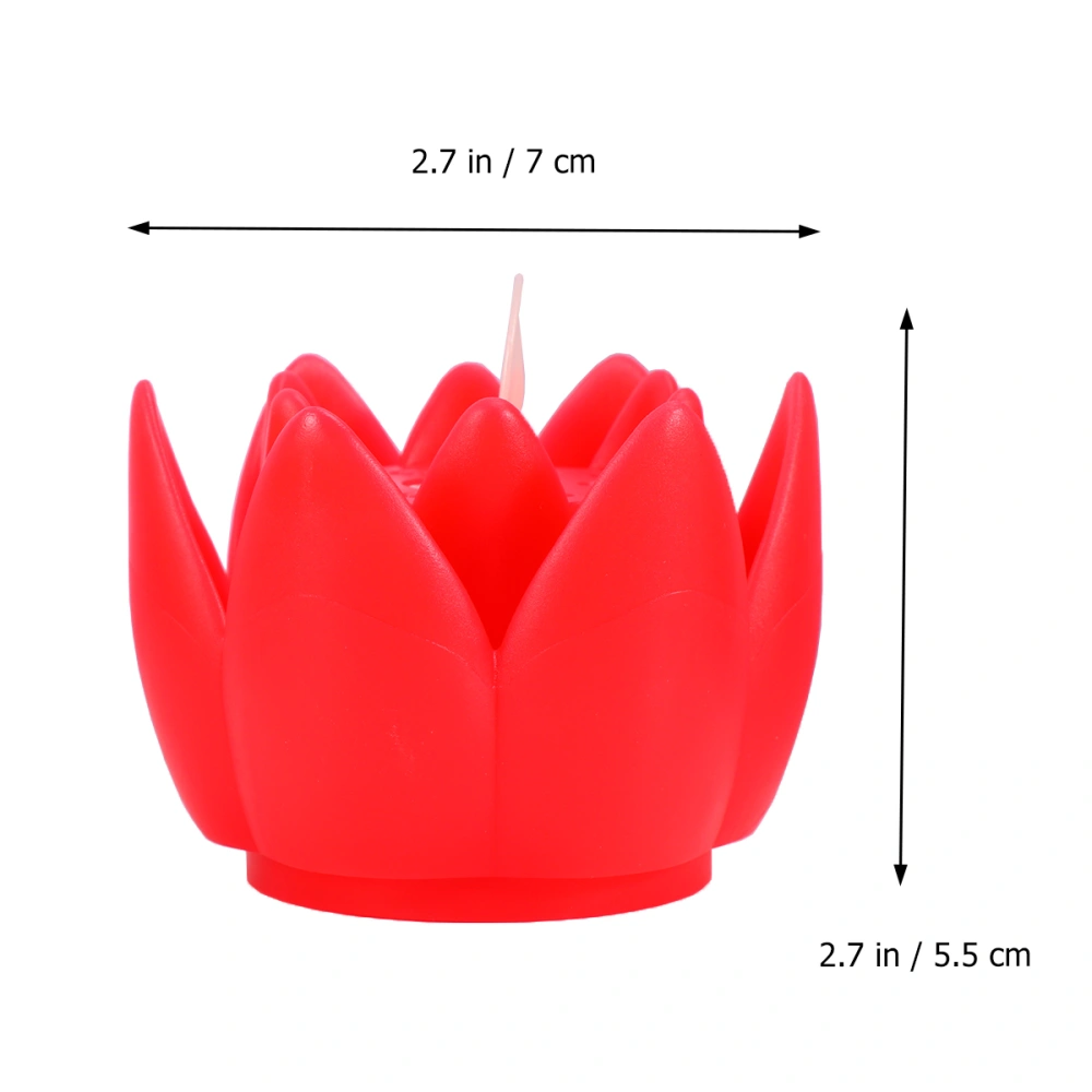 Flameless LED Candle Simulation Lotus Shaped Candle Realistic Dancing LED Candle Flower Decorative Light - with Batteries (Red)