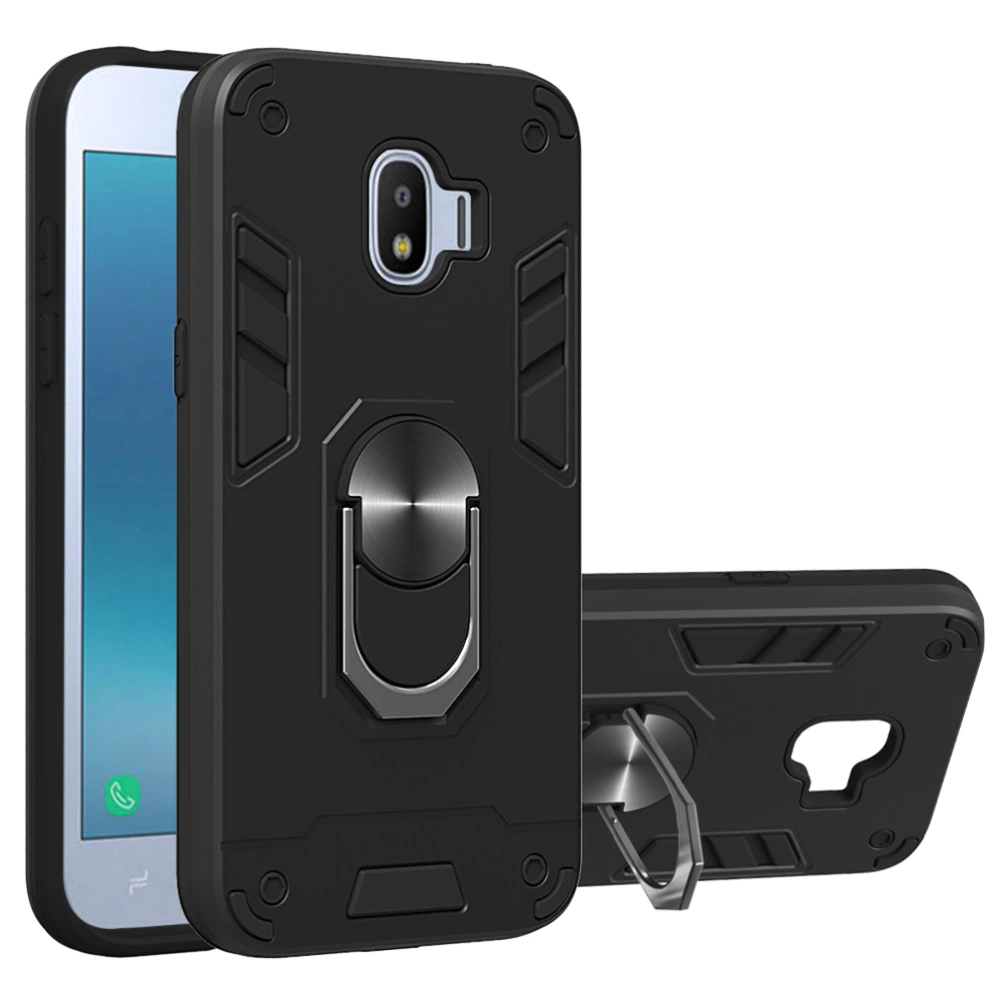 Suction Cup Phone Case Rotating Ring-Shaped Support Phone Shell Phone Protective Case Compatible for Galaxy J2 Pro (2018)/J2 (2018)/Grand Prime Pro Black