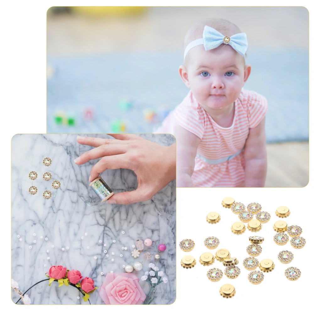 50PCS ABS Ornament DIY Accessories Exquisite Flower Shape Glue on Embellishment for Hairband Craft Decoration (White)