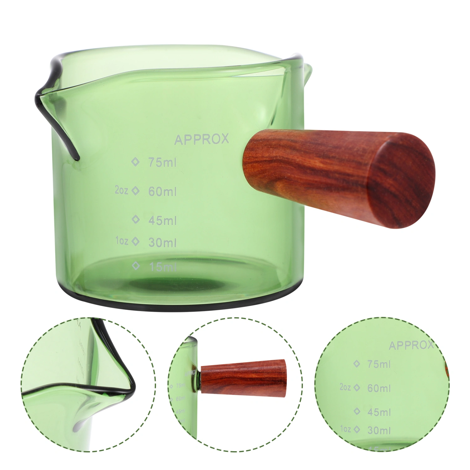 Glass Milk Jar Wooden Handle Coffee Container Milk Cup Milk Container with Scale