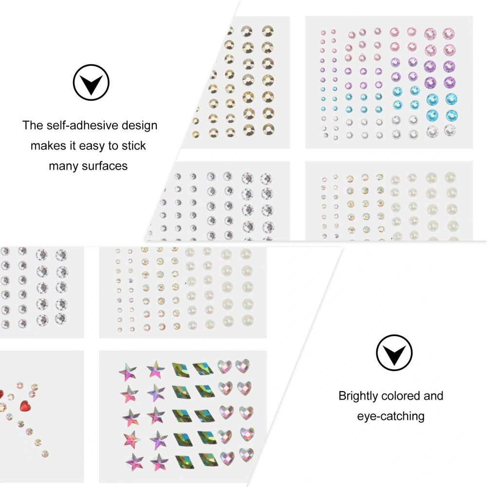 6 Sheets Facial Eye Rhinestones Sticker Super Glitter Eye Rhinestones Sticker