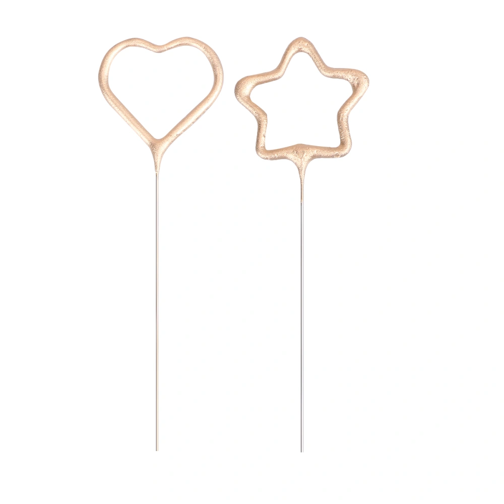 6 Pcs Cake Decoration Candle Cake Pick Ornament Love Stars Shape Candles for Valentine's Day Birthday Party Supplies Golden (Heart, Star Style, 3 for Each)