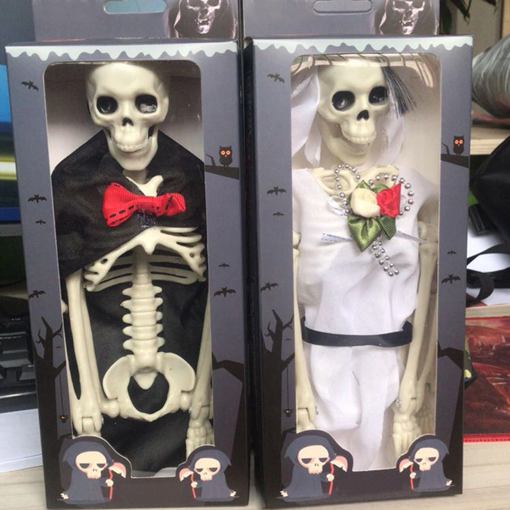 1PC Halloween Bride Skeleton Decor Simulated Bride Skeletons Ornament Funny Plastic Skeleton Adornment Halloween Decor for Party Home (White)