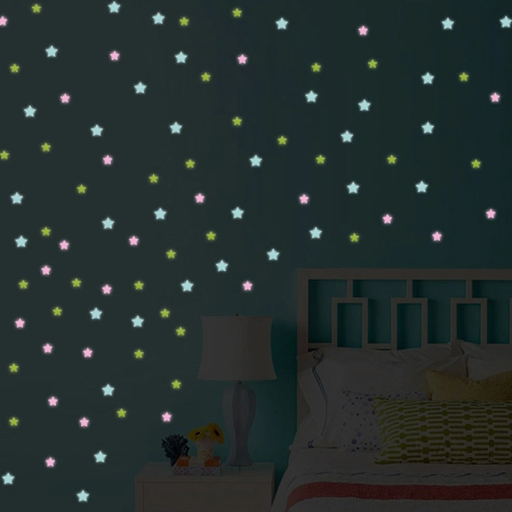 300pcs Luminous Wall Sticker Glow in the Dark Star Shaped Sticker Crative Wall Decal Kids Room Decoration for Home Bedroom