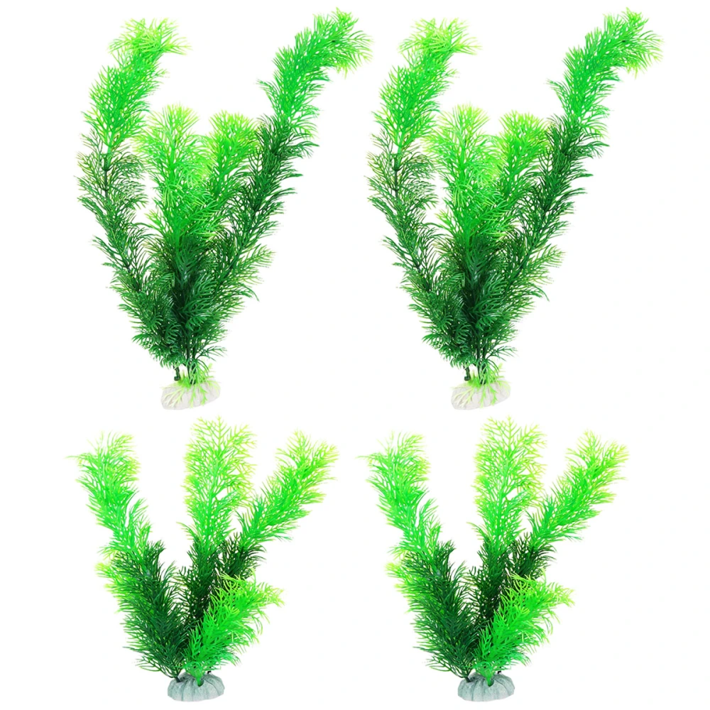 1 Set of 4pcs Artficial Aquarium Plants Lifelike Plastic Decor Fish Tank Plants Aquarium Decorations (Green 30cm Little Grass+ 20cm Little Grass)