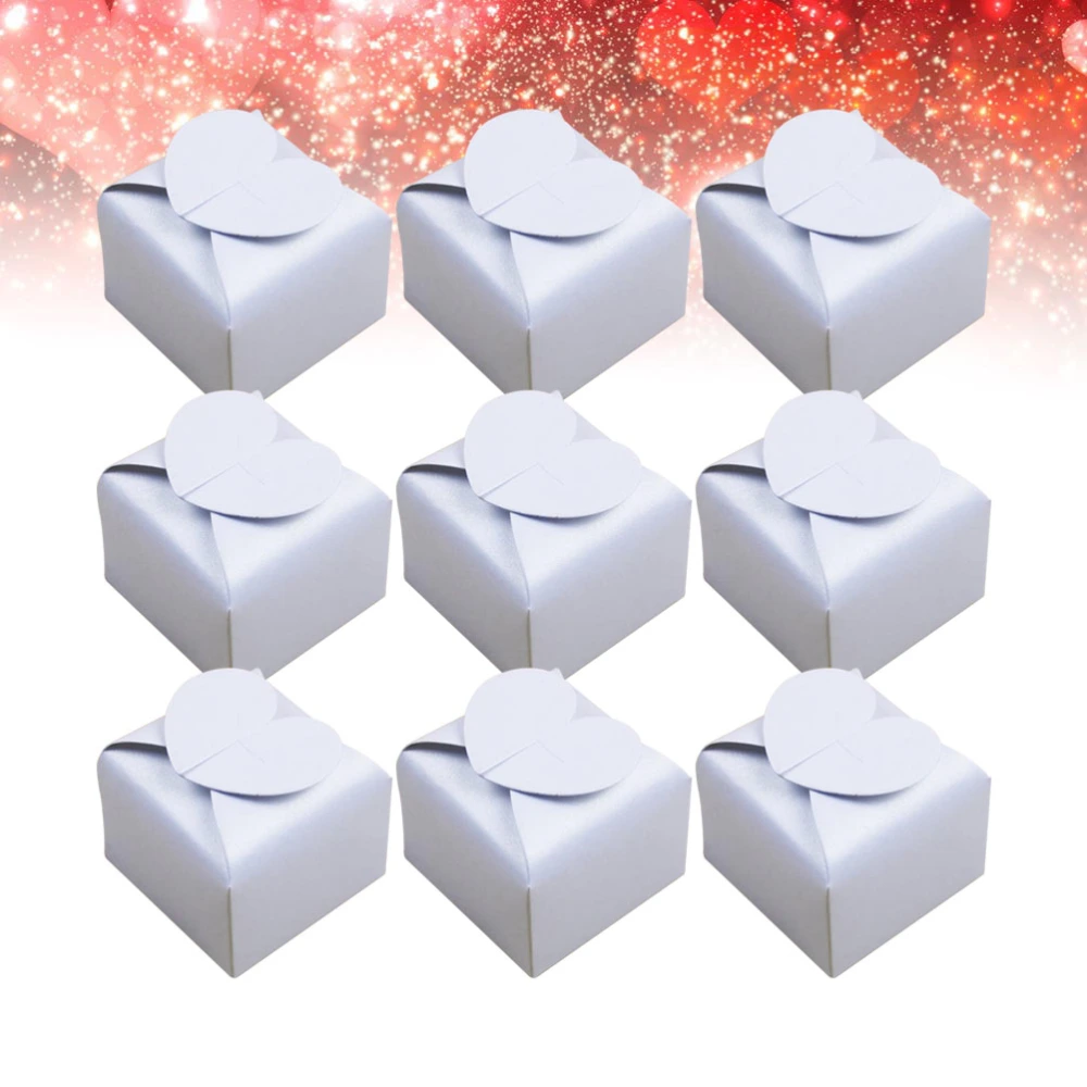 50pcs Delicate Heart Candy Box Paper Gift Container Packaging Boxes Party Supplies for Wedding Festival (White)