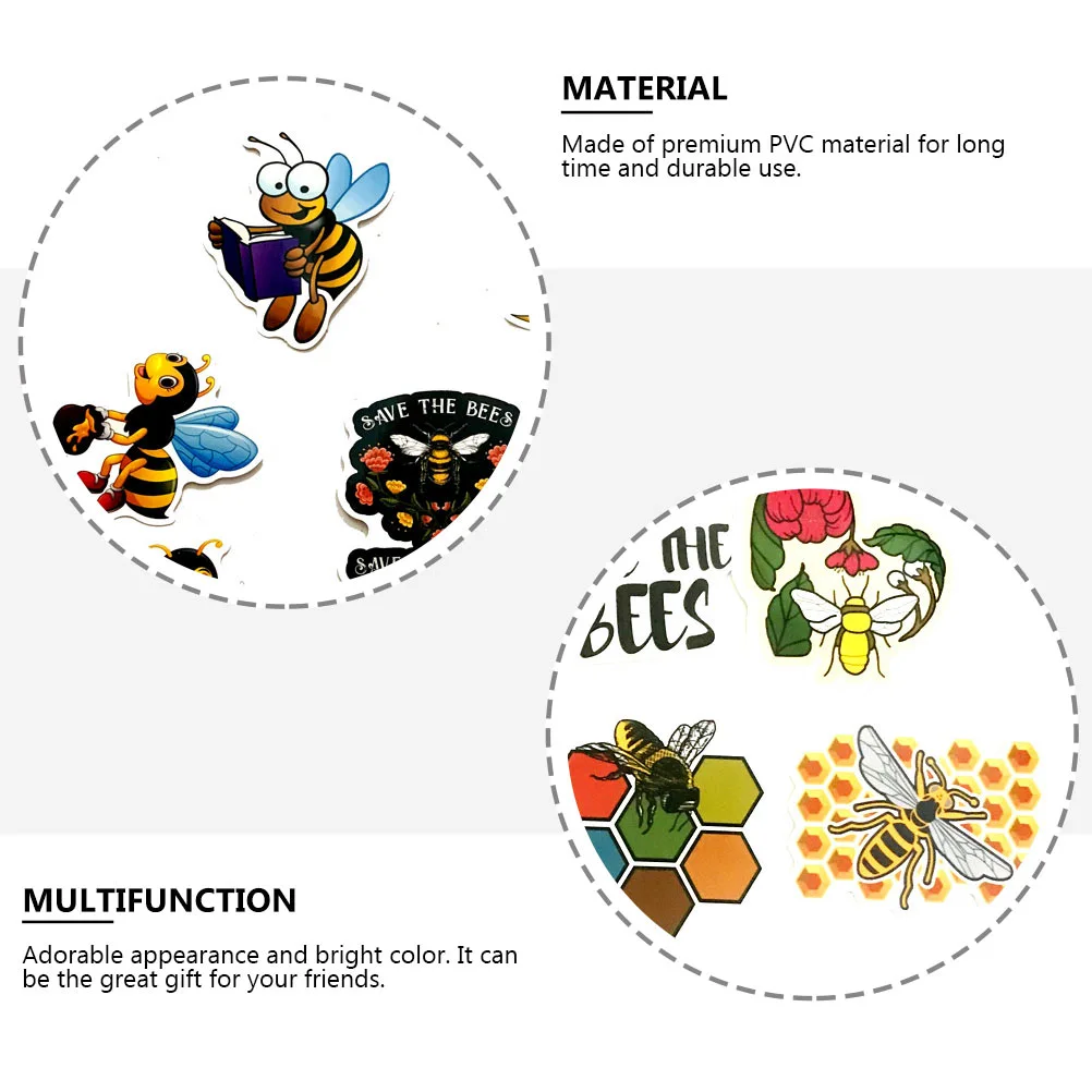 100 Pcs Bees Decorative Stickers Self-adhesive Stickers Refrigerator Stickers