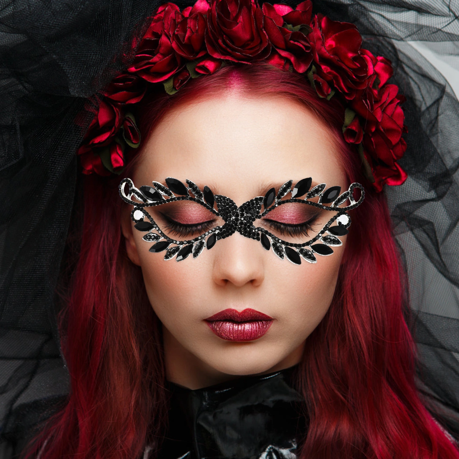 Rhinestone Masquerade Mask Halloween Party Costume Mask Fancy Dress Prom Mask