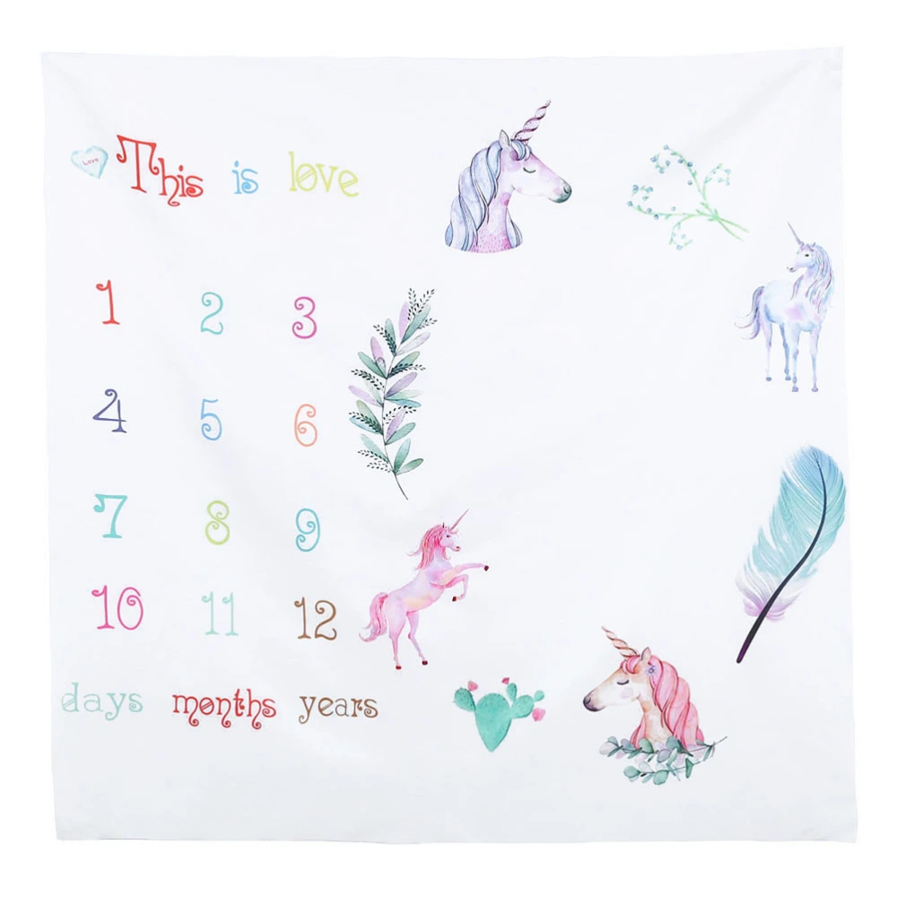 Baby Monthly Milestone Blanket Newborn Girls Boys Photo Props Shoots Backdrop Personalized Unicorn Photography Growing Infants Toddlers Swaddle Blanket (Unicorn)