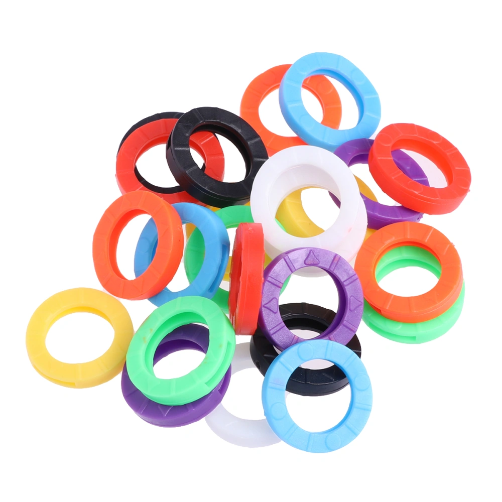 48pcs Bright Colored Silicone Key Caps Sleeve Ring Key Caps Elastic Key Tags Key Identifier Coding Rings (Random Color)