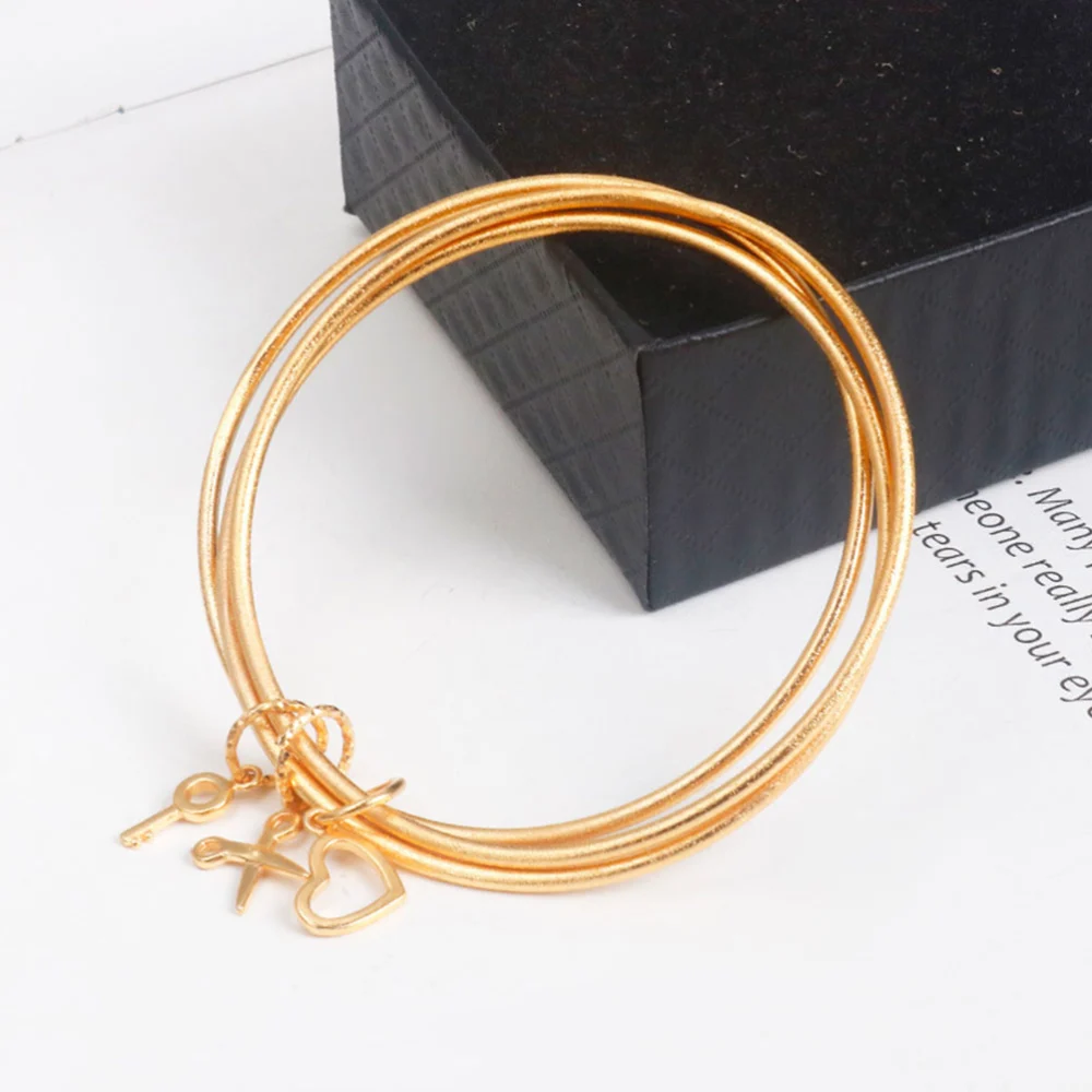 Women Frosted Bracelet Fashion Simple Three Rings Wristband Delicate Bangle Jewelry for Girls Women