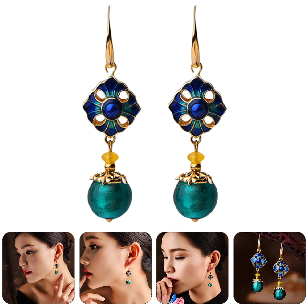 1 Pair Ear Drop Cloisonne Earrings Chinese Earrings Party Ear Drops Ear Ring