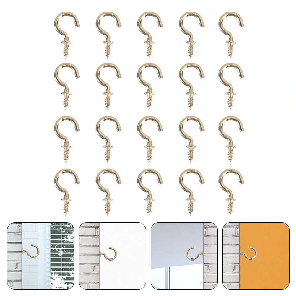 50pcs Iron Screw Hooks Heavy Duty Screw Hooks Self-tapping Hanging Hooks