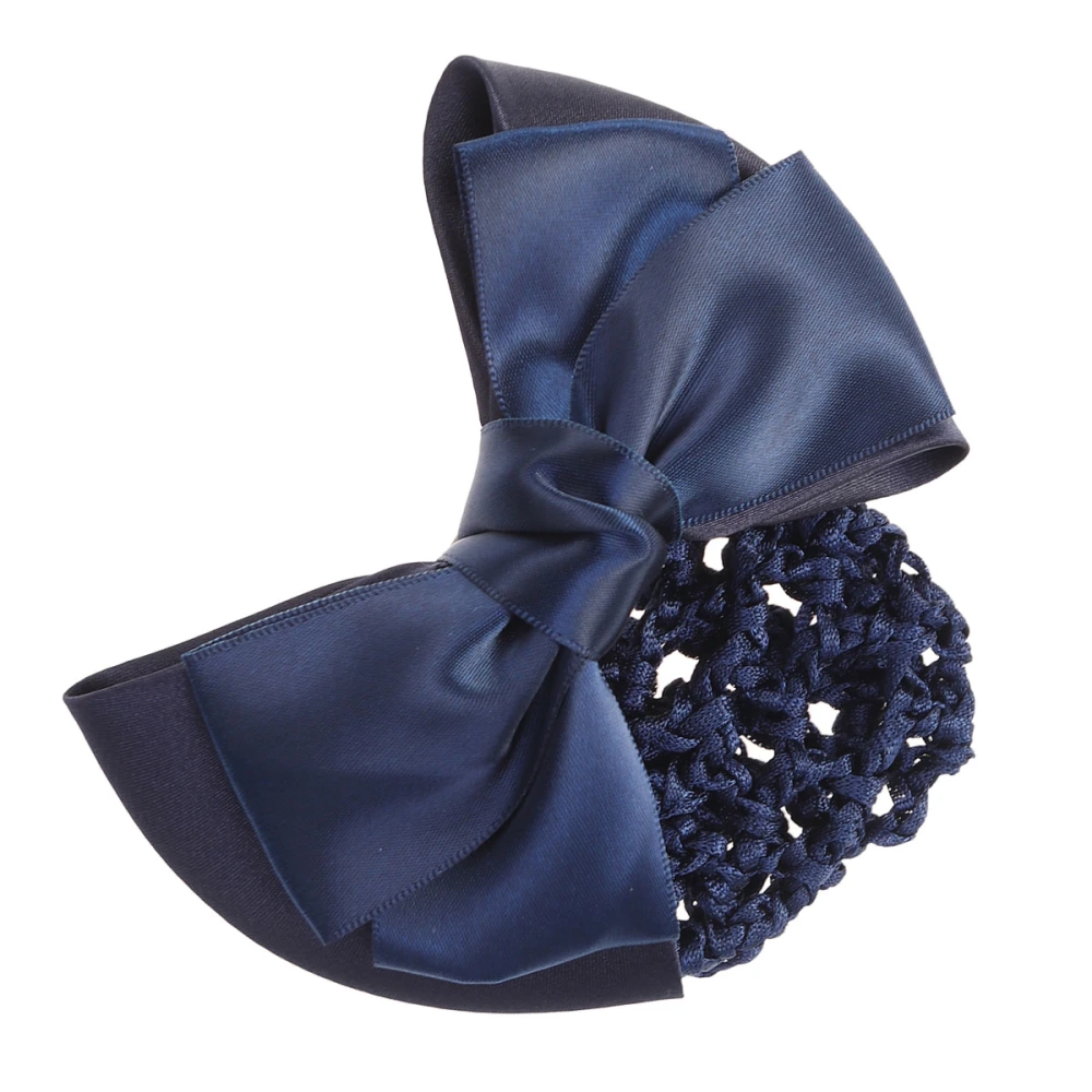 Elastic Bun Bow Headdress Hair Snood Net Mesh Clip for Lady Women Dance Office (Blue)