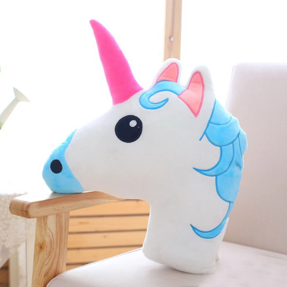 Cartoon Doll Pillow Funny Unicorn Shaped Stuffed Plush Toys Unicorn Rest Pillow for Home Office (Sky-blue)