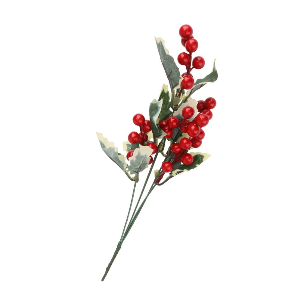 3pcs Delicate Christmas Artificial Pine Needle Plant Berry Ornaments Creative Mini Simulation Xmas Red Berry Decor for Home Shop Christmas Party