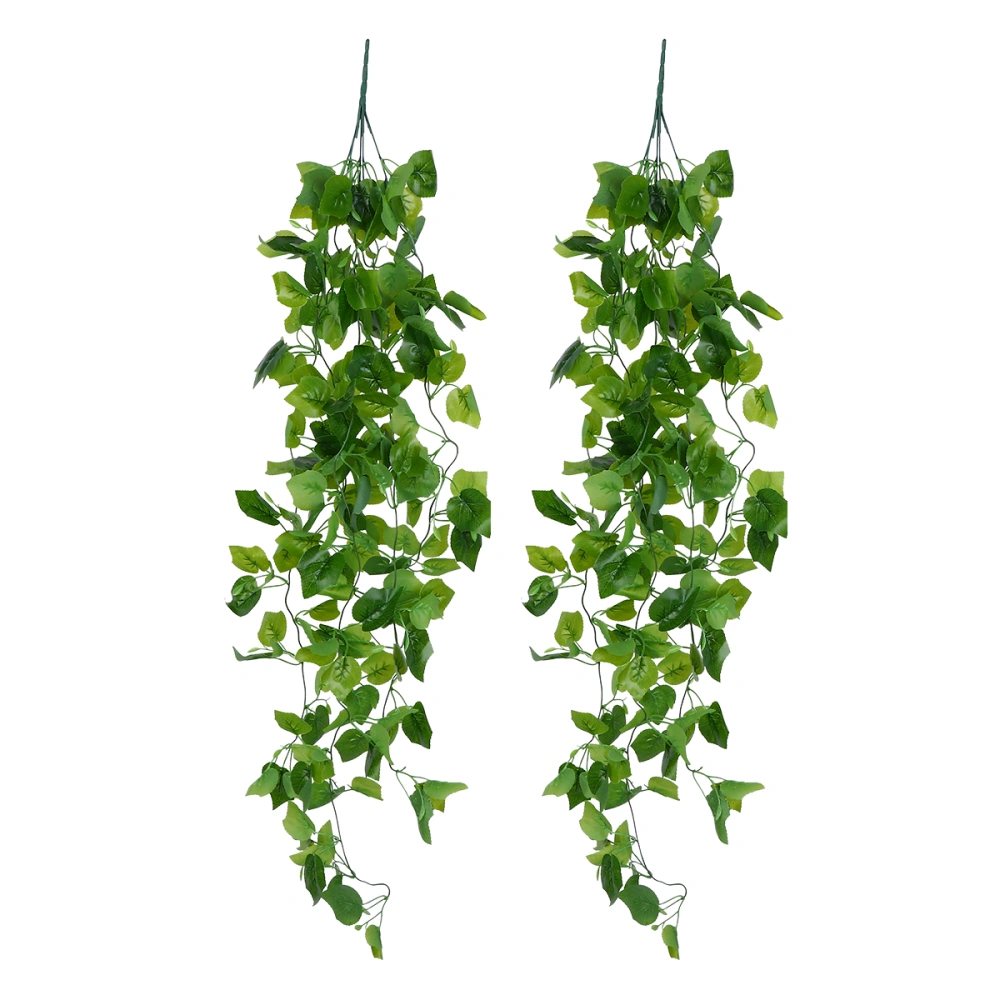 2Pcs Simulation Green Plant Artificial Green Vine Fake Grape Leaf for Decoration