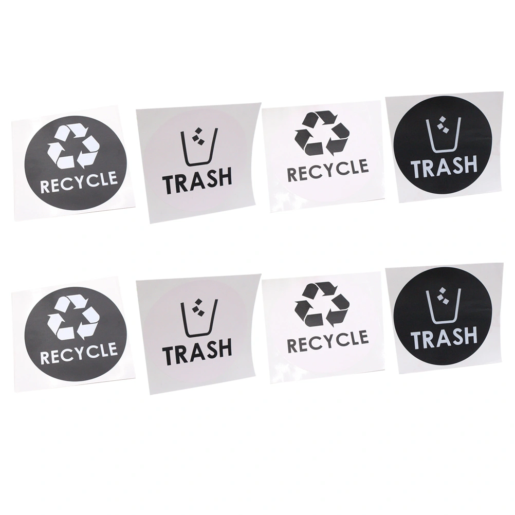 8pcs Prcatical TRASH and RECYCLE Letter Sticker Recycling Bin Self Adhesive Marking Paste for Daily Use
