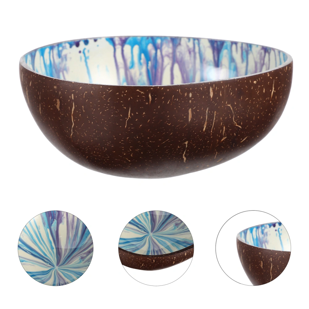 Coconuts Shell Bowl Decorative Salad Bowl Natural Coconuts Shell Food Bowl Color Painting Bowl