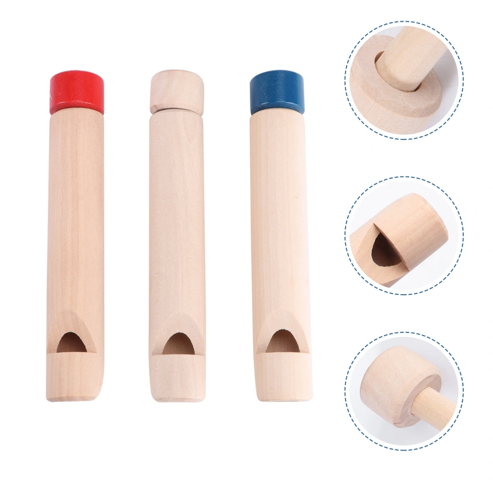 3PCS Children Wooden Whistles Voice Change Push-Pull Flutes Blowing Musical Instruments Music Early Education Toys