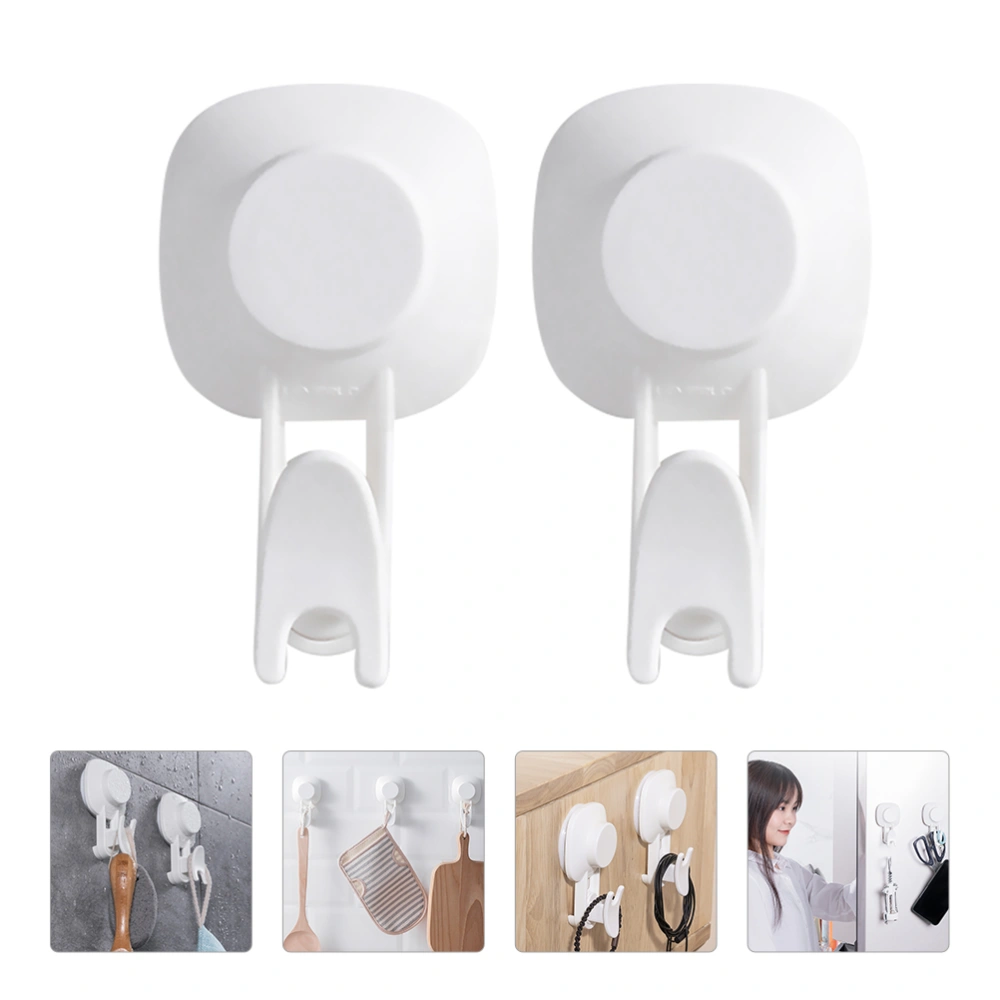 2pcs Reusable Wall Hooks Vacuum Hook Bathroom Towel Holder Suction Cup Hook