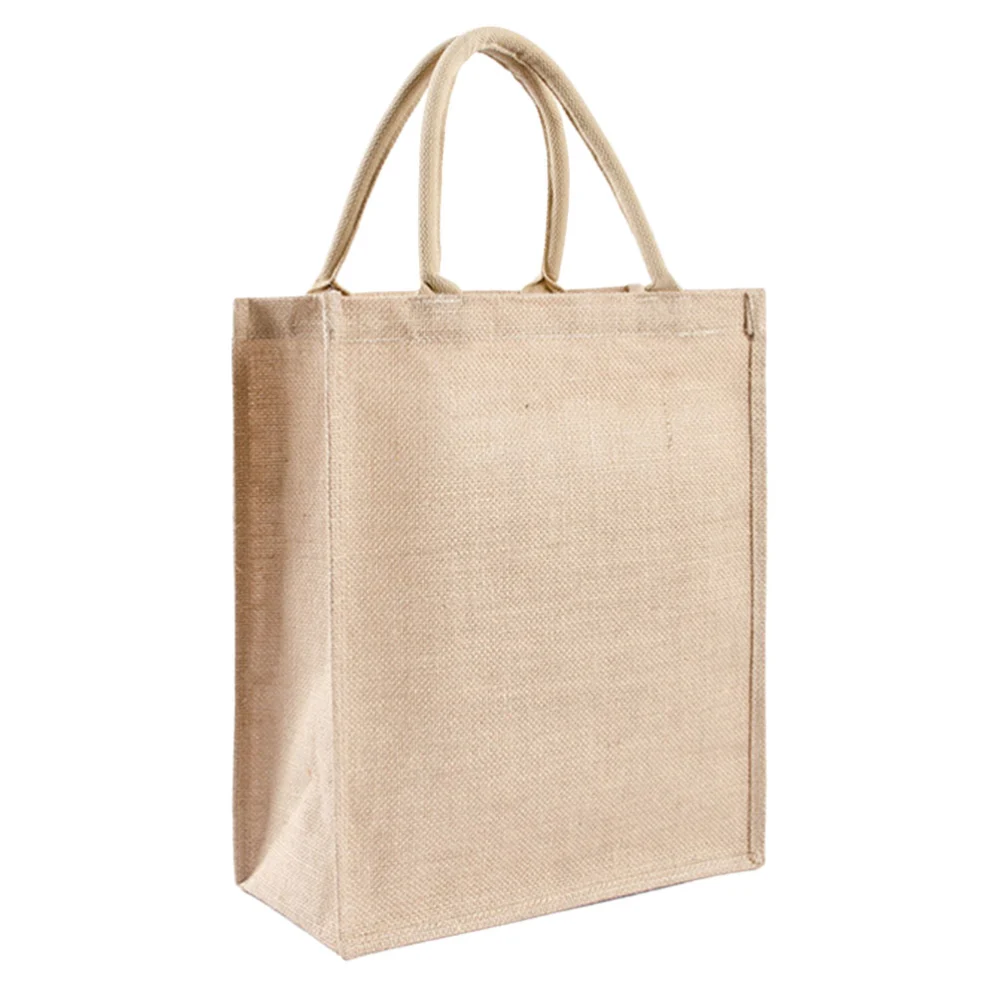 Burlap Tote Bag Shopping Bag Storage Pouch Leisure Jute Bag Portable Bag for Daily Use