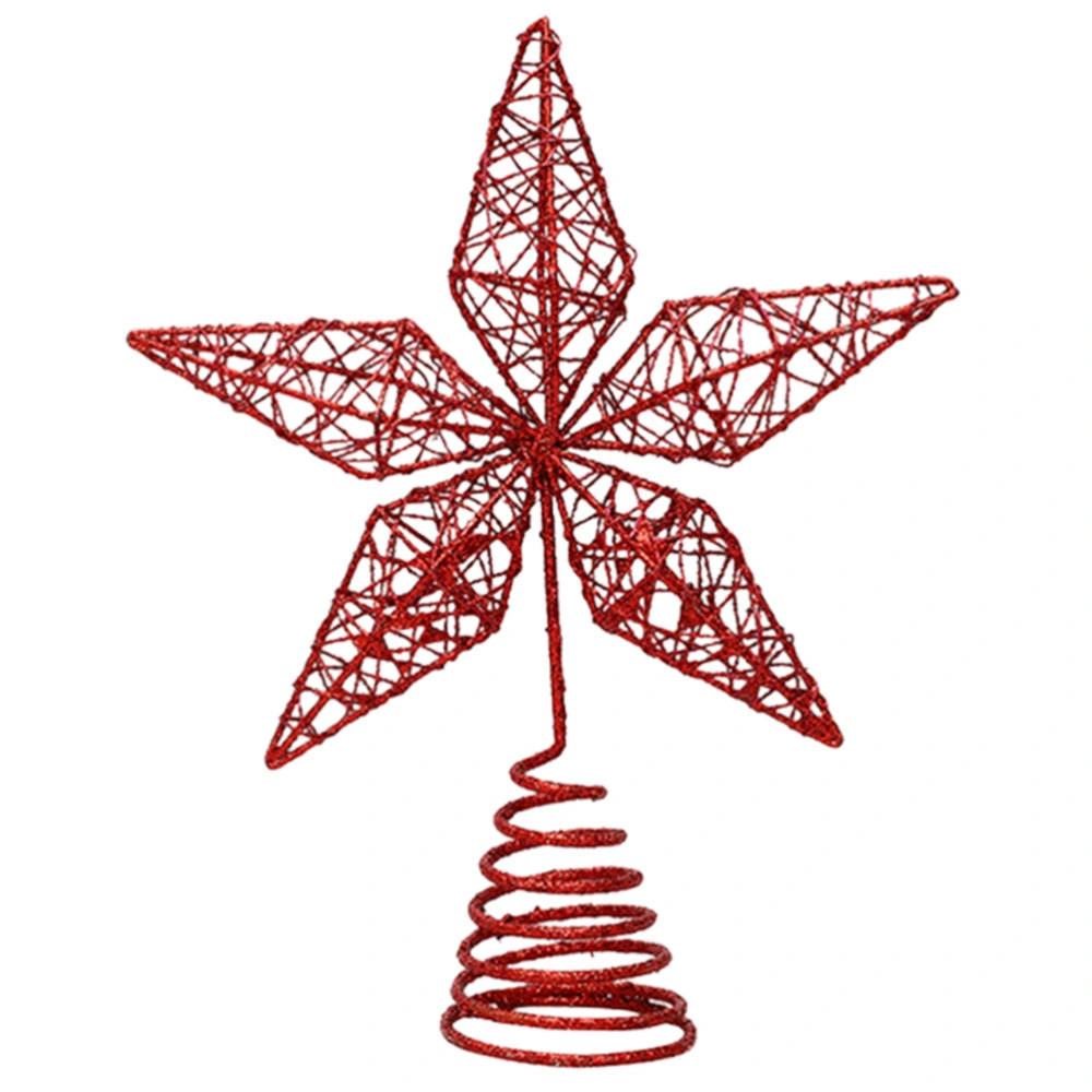 1Pc Christmas Tree Topper Ornament Five-pointed Iron Star Hanging Decoration