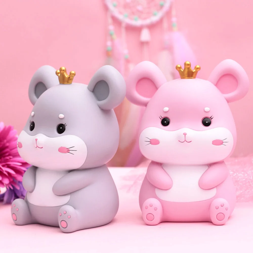 1pc Mouse Design Money Pot Adorable Coin Bank Creative Saving Pot Kid's Birthday Gift for Girls Grey S