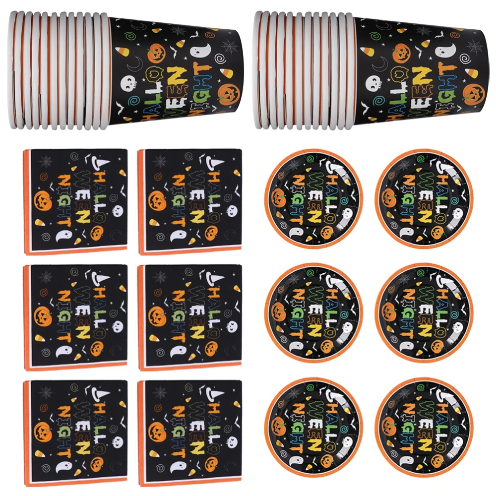 1 Set Halloween Theme Party Decorations Paper Tissue Paper Plate Assorted Color