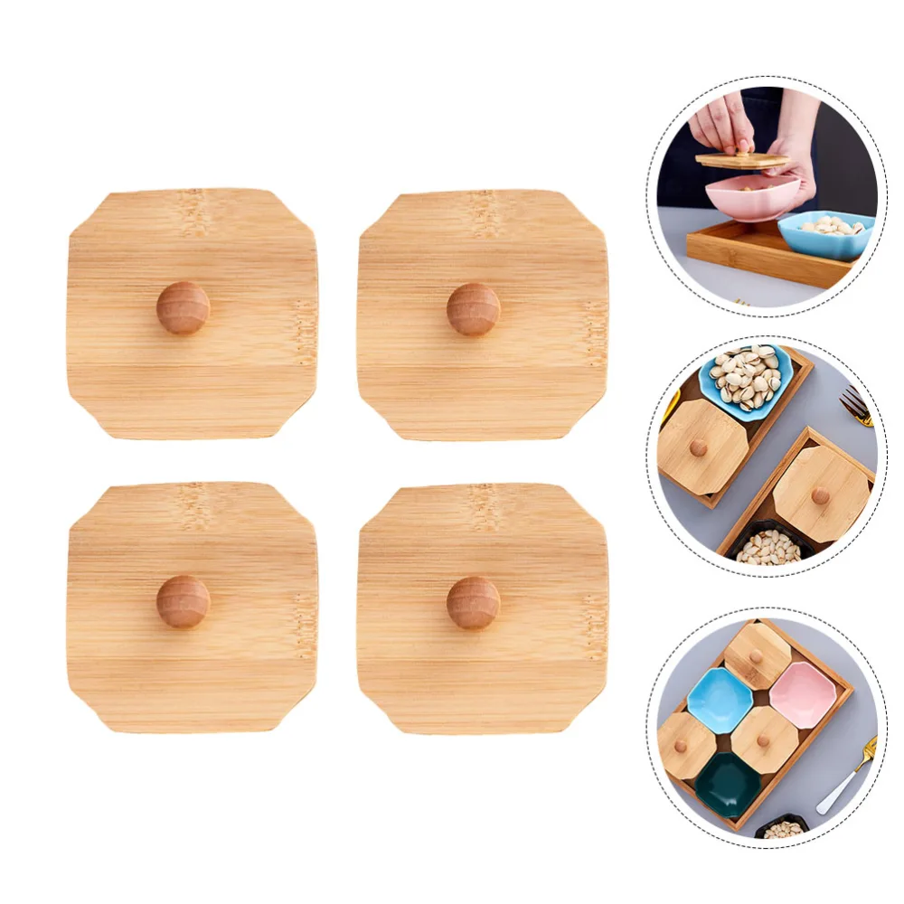 4Pcs Snack Plates Covers Nordic Style Covers Pastry Plate Covers Wood Covers