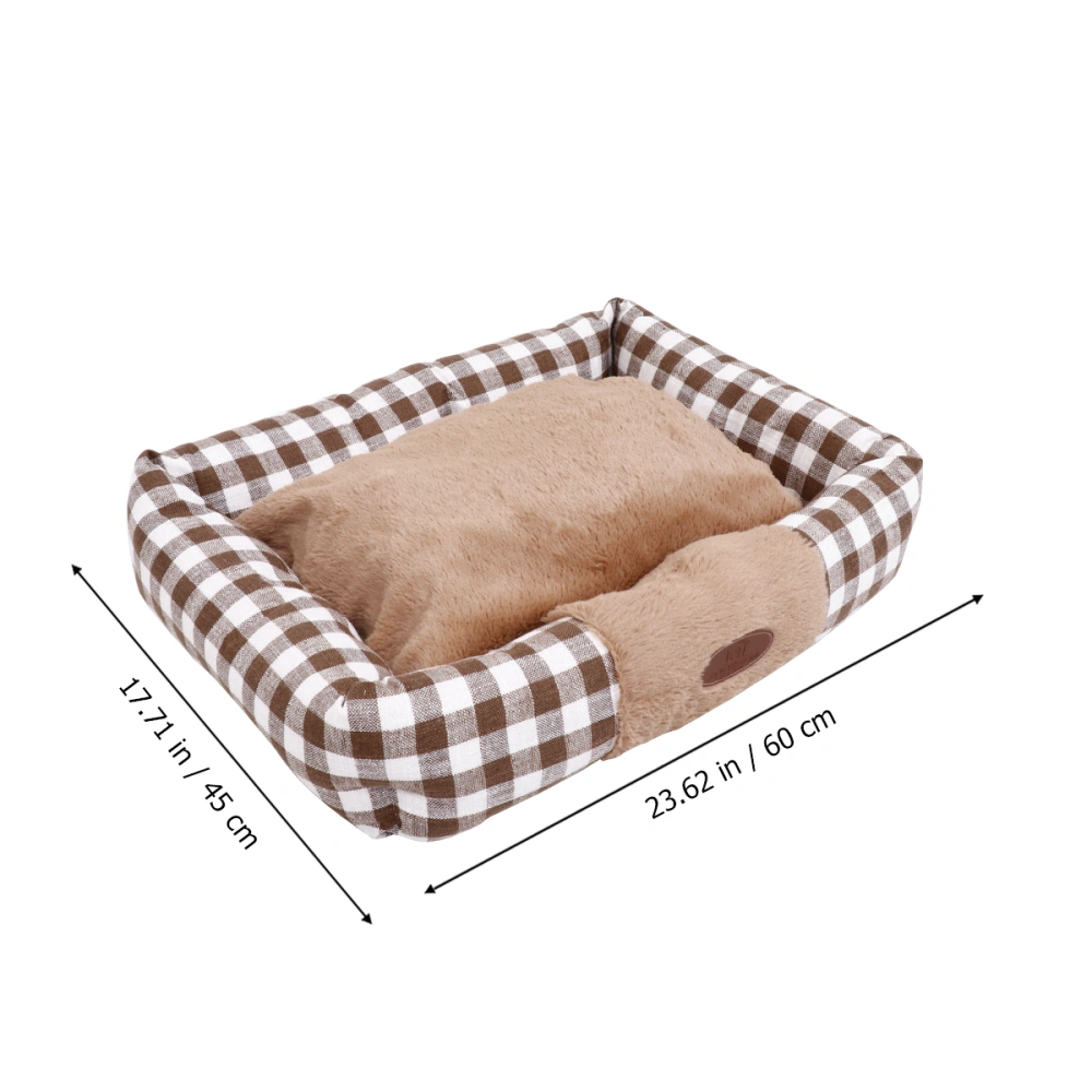 Pet Thick Warm Cat Nest Checkered Pattern Cat Bed Mat Pet Bed Cushion Cat