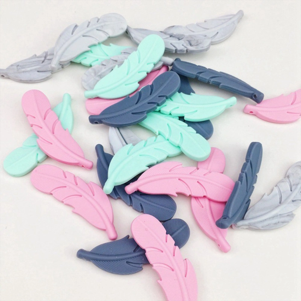 Feather Chewing Necklace Dental Glue Chain Teething Neck Chain Silicone Teether Baby Neck Pendant (Random Color)