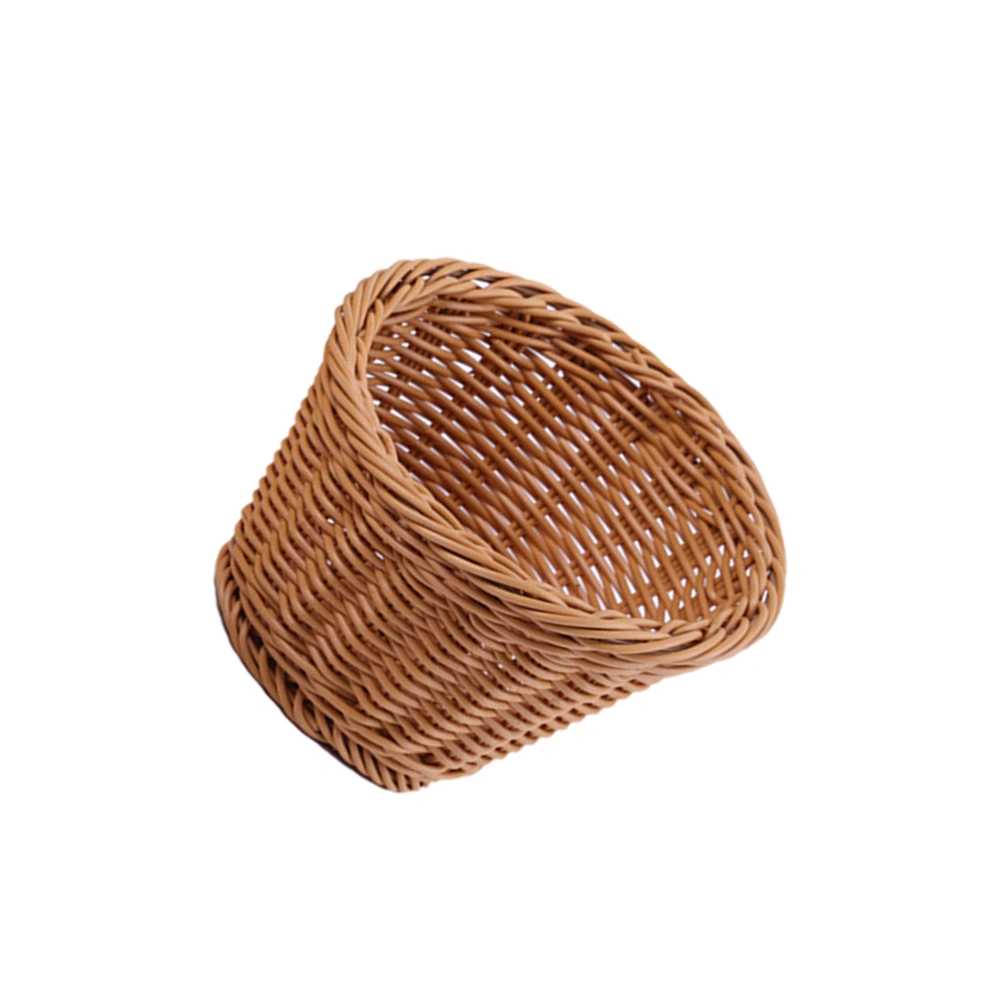 Simulated Rattan Braided Basket Household Basket Flower Basket Container for Home Restaurant (Coffee Large Size)