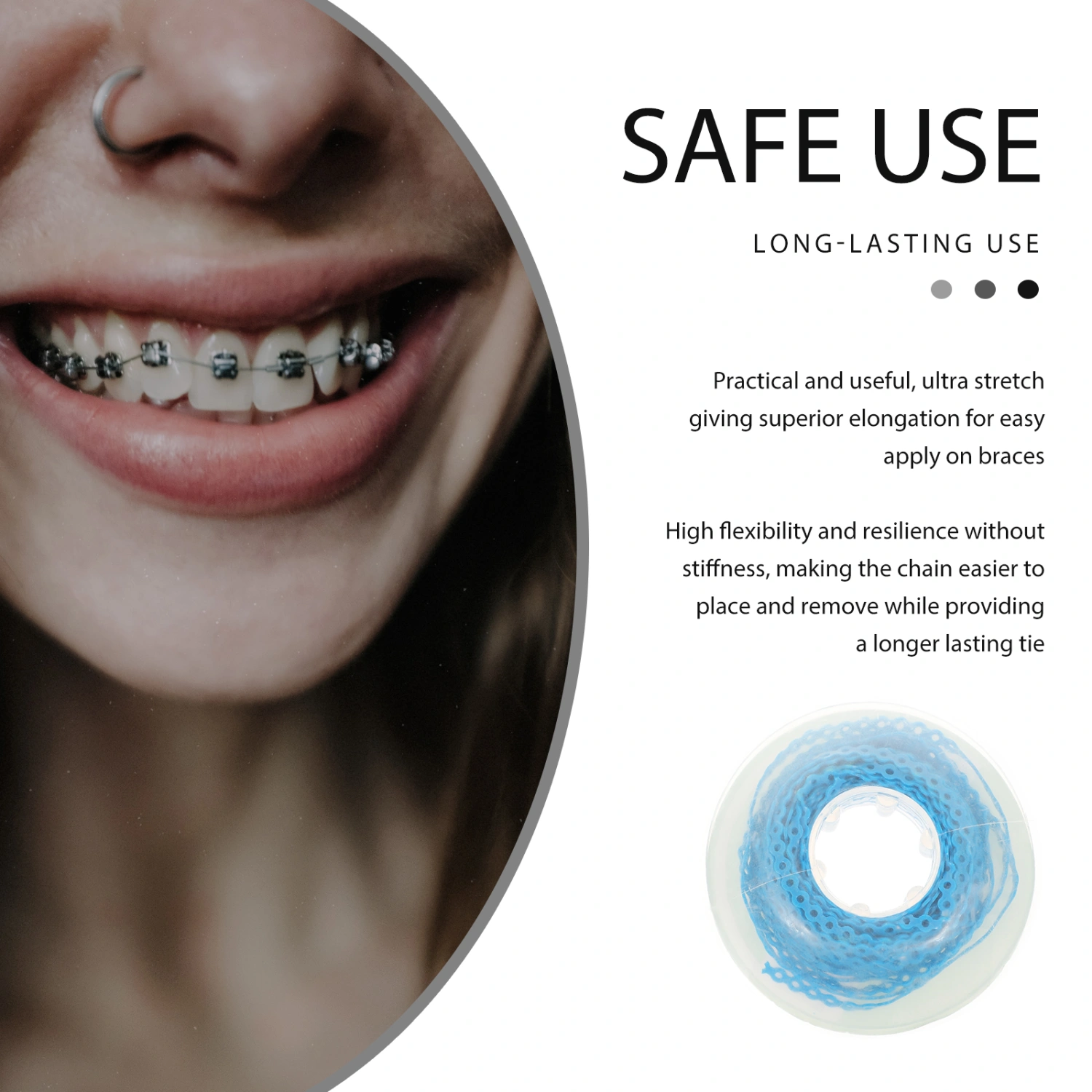 1 Roll of Professional Dental Orthodontic Chain Tooth Rubber Chain Elastic Ultra Power Chain