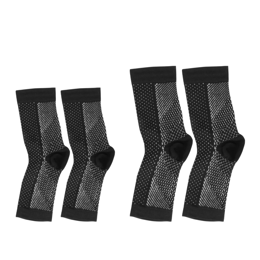 2 Pairs Nylon Sports Open Toe Stockings Antifatigue Compression Socks Sweat Absorbant Socks for Running Climbing - Size L/XL (Black)