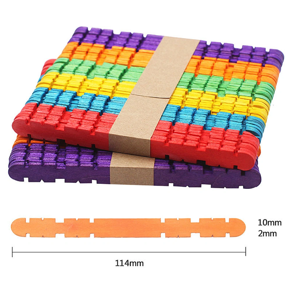 4 Bag Creative Designs Natural Wood Insert Craft Sticks Popsicle Wood Colored Craft Stick for DIY Kids (Colorful 114mm 50pcs)