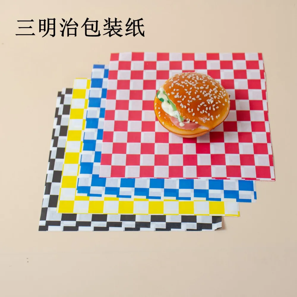 80 Sheets Sandwich Paper Liners Dessert Baking Paper Sheets Checkered Paper