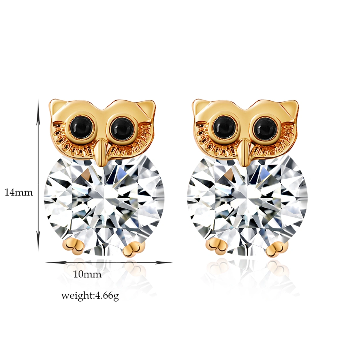 Pair of Women Girls Owl Style Zircon Eardrop Earrings Ear Studs (White)