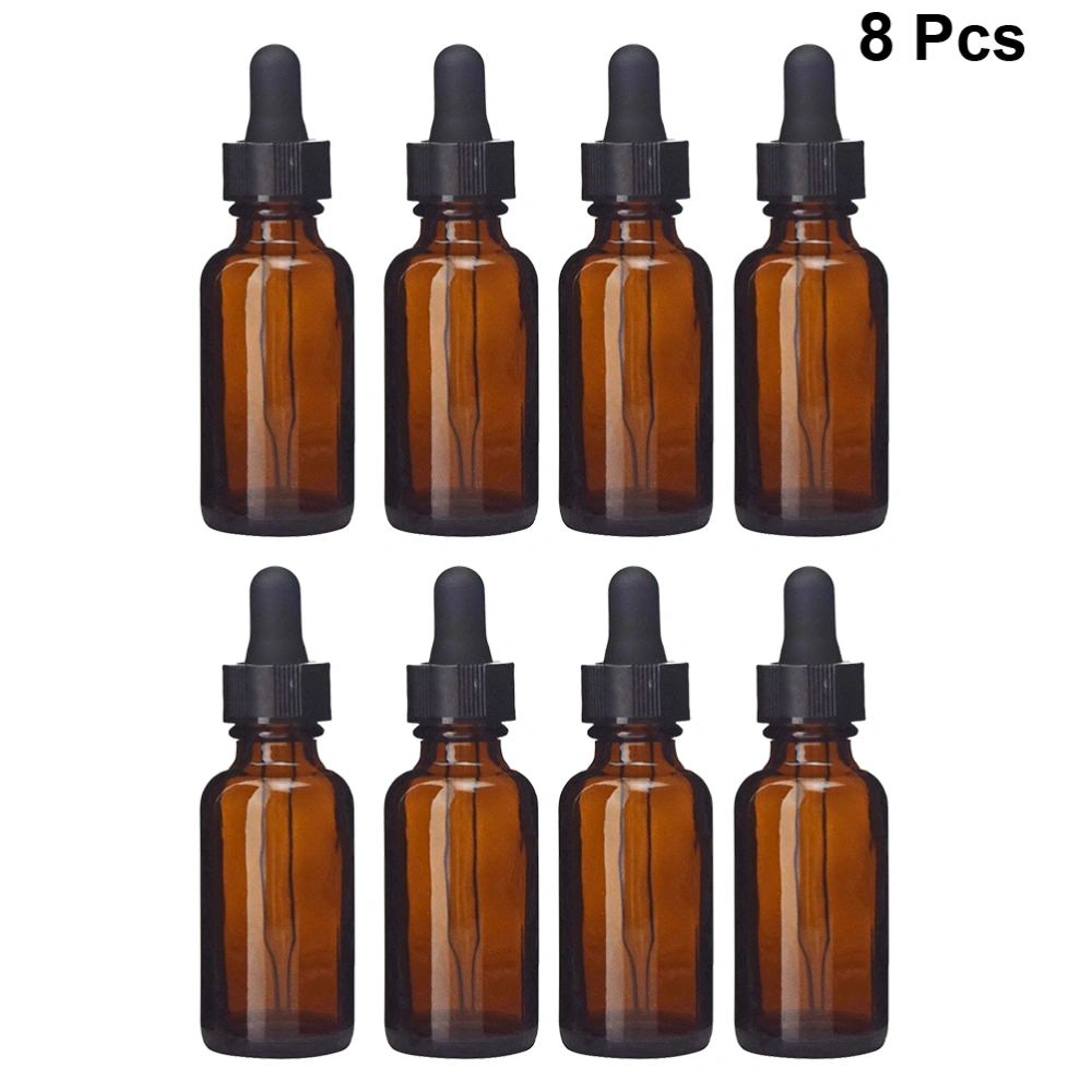 8 Pcs 15ml Women Essential Oil Bottle Retro Antique Glass Empty Essential Oil Container Dispensing Dropper Bottle Decoration (Brown)