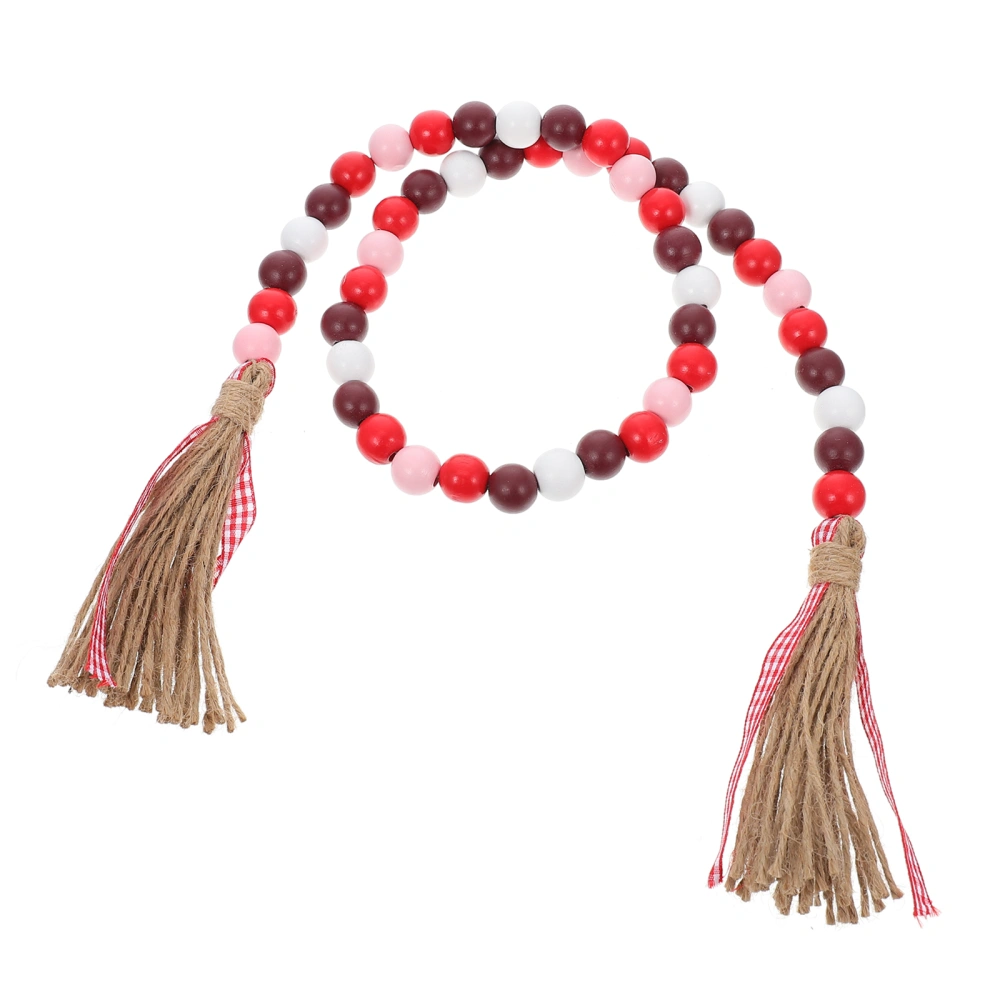 1Pc Pastoral Style Nature Wood Beads String with Tassel Hanging Decoration