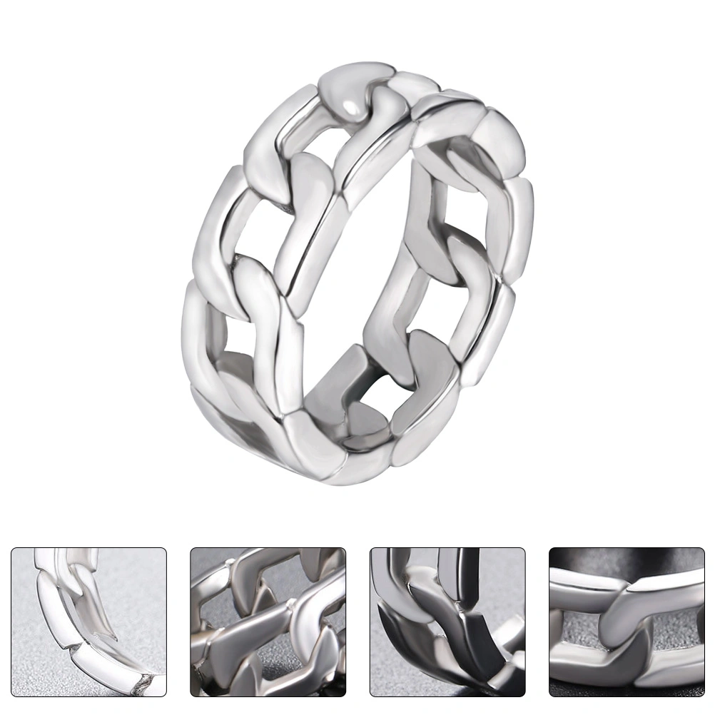 Link Chain Ring Chunky Curb Ring Stainless Steel Curb-Link Ring for Men