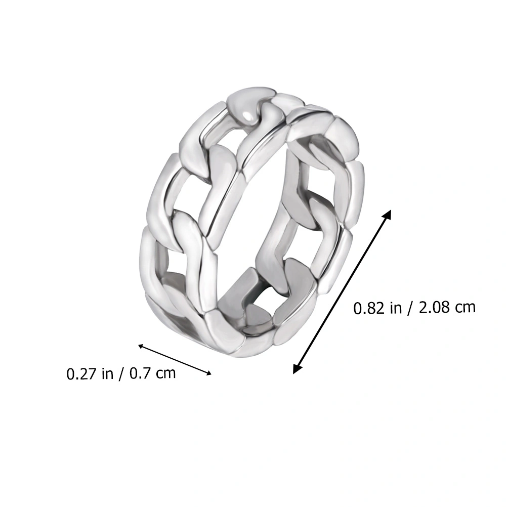 Link Chain Ring Chunky Curb Ring Stainless Steel Curb-Link Ring for Men