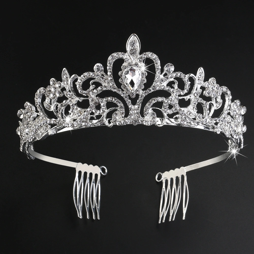 TINKSKY Wedding Bridal Prom Shining Crystal Rhinestones Crown Tiara Headband (Silver)