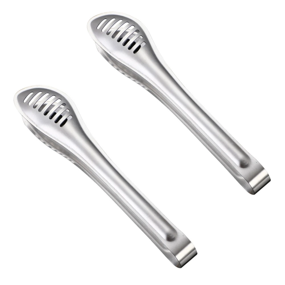 2 Pcs Stainless Steel Clips Multi-function Food Clips Barbecue Steak Bread Clamps (Silver)