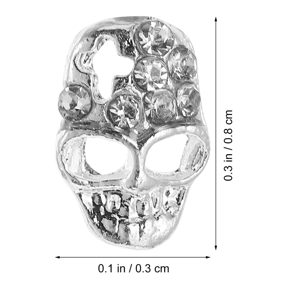 20Pcs 3D Alloy Nail Studs Decals Skull Gems Rhinestones Halloween Stickers Decor