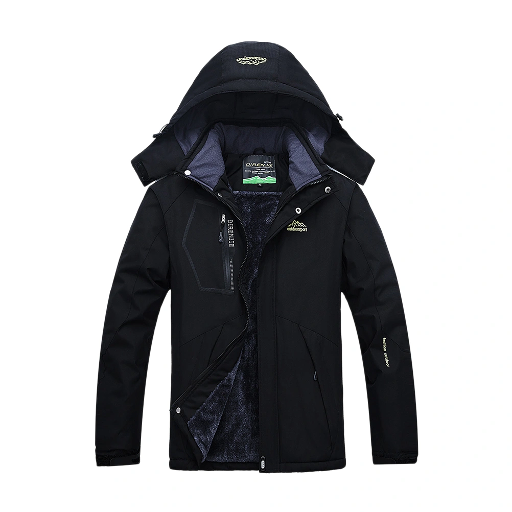 Windproof Snow Ski Jackets Winter Waterproof Thicken Fashion Hooded Coat Warm Casual Parka for Men Size L (Black)