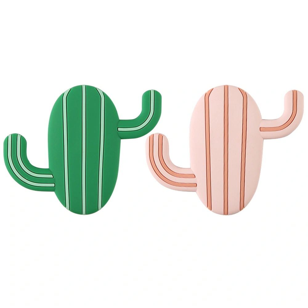 2Pcs Cactus Shaped Hooks Decorative Key Hooks Bendable Wall Hooks (Random Color)