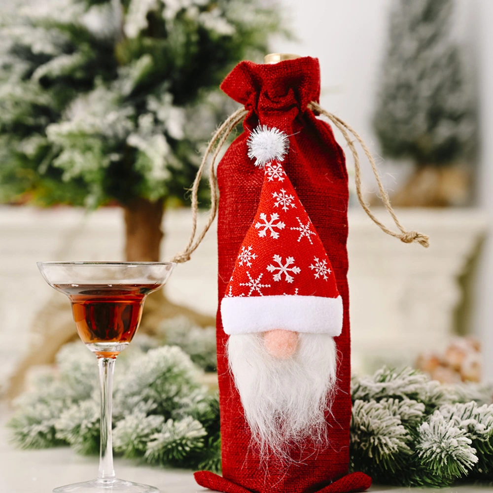 1Pc Christmas Wine Bottle Cover Creative Bottle Bag Santa Claus Pattern Gift Bag